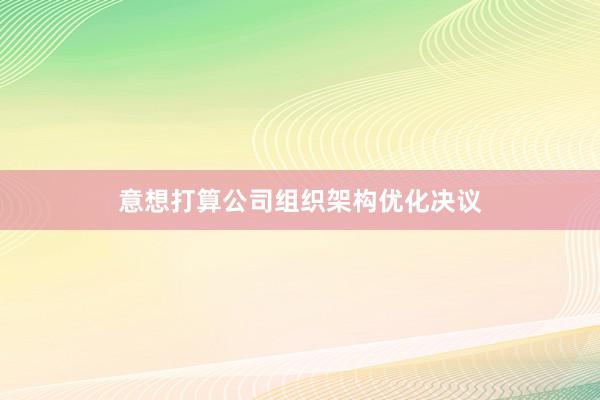 意想打算公司组织架构优化决议